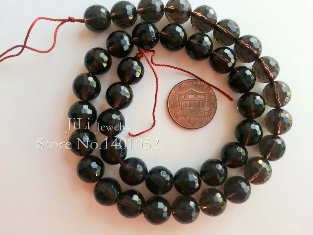 

Lii Ji Natural Smoky Quartz Round Shape Faceted beads about 10mm DIY Jewelry Making Approx 39cm