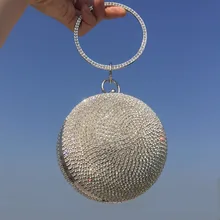 TekiEssica дизайнерская роскошная сумка в форме шарика с серебряными бусинами, сверкающими бриллиантами, Minaudiere, женская сумка на плечо, мини-сумка через плечо, вечерние сумки
