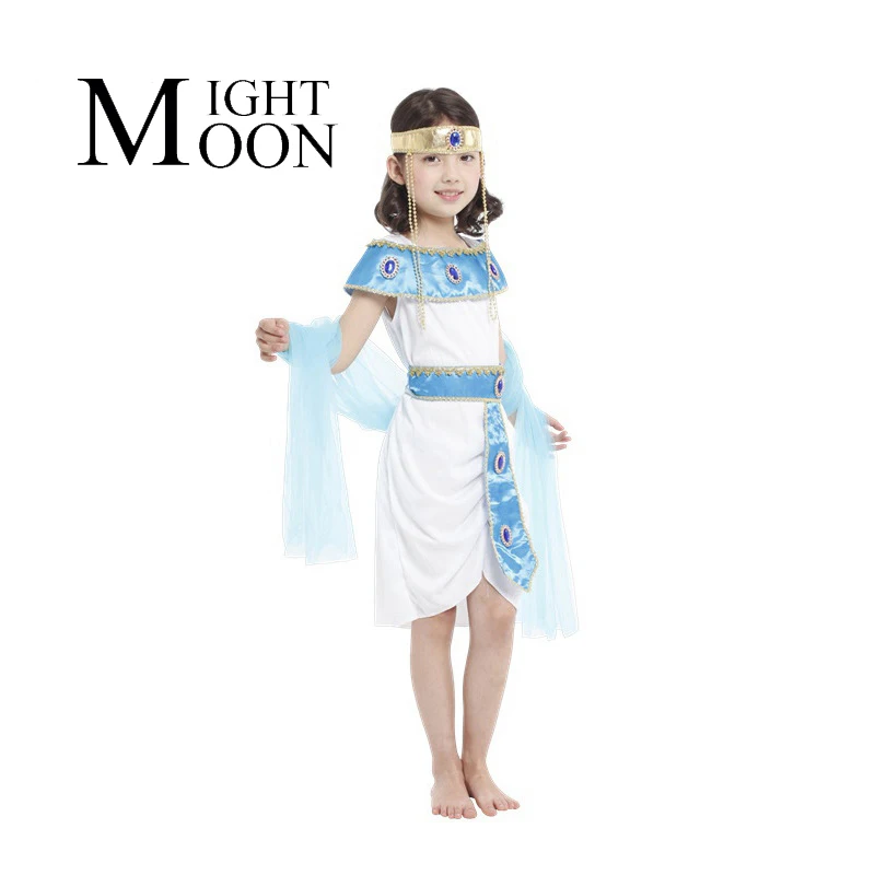 MOONIGHT Kids Children Cosplay Costume Egypt Princess Dress + Shawl Halloween Party Costume Girl
