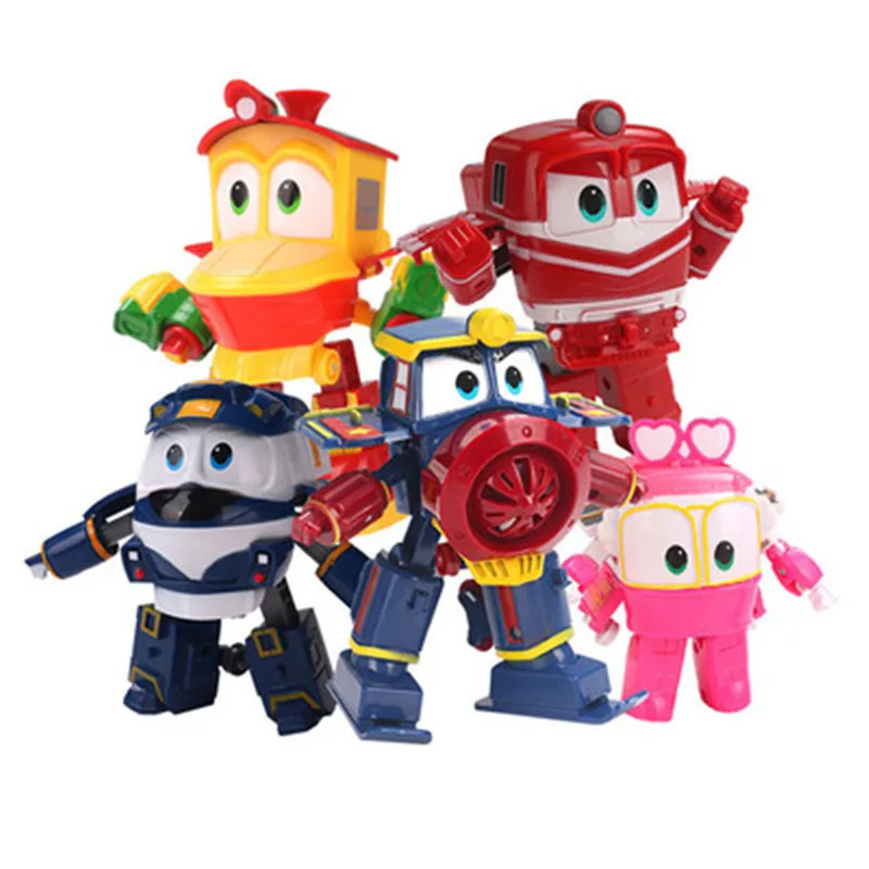 

16cm Bigger 6 Types Robot Trains Transformation Kay Train Deformation Train Car Action Figure Toys with Opp Bag