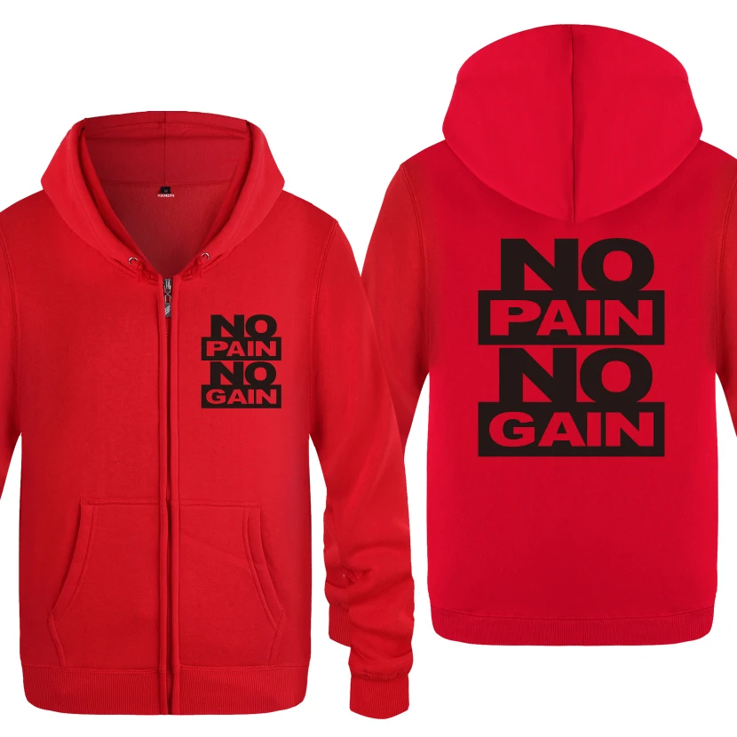 NO PAIN NO GAIN- MMA GYM Bodybuilding Beast Hoodies Men Men's Fleece Zipper Cardigans Hooded Sweatshirts - Цвет: HOY HET