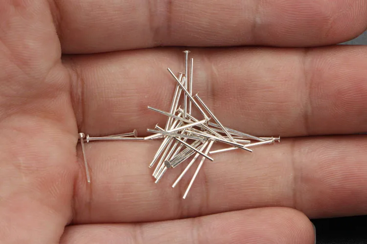 10Pcs) Sterling Silver 925 Flat Head Pins for DIY Jewelry Making Findings Accessories in Rose gold and Silver color Wholesale