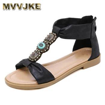 

MVVJKE2019 new Simple sandals boho style women's shoes retro flat shoes women's large size comfortable fashion Roman shoes