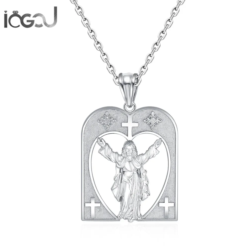 

IOGOU Trendy 925 Sterling Silver Jesus Men Women Pendants Anniversary Christ Charm Pendants Hip Hop Beautiful Jewelry Gift