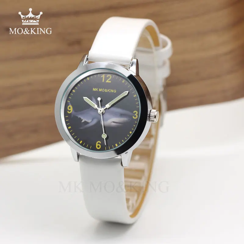 Детские черные Мультяшные модные часы Montre enfant мальчик аналоговые Детские Кварцевые Спортивные Повседневные школьные наручные часы Акула relogio - Цвет: Белый