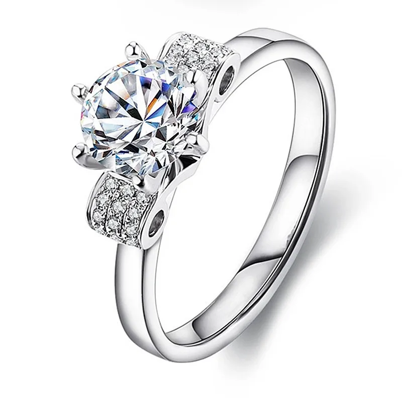 

Test Poistive Vintage Jewelry 0.6CT C&C Brand Moissanite Diamond Engagement Ring Female Solid 14K White Gold Ring Last Forever