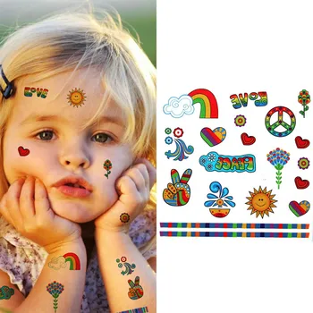

Children colorful Body Art cartoon lovely cute sun rainbow fake stickers for kids Waterproof Temporary Tattoo Stickers 10*12CM