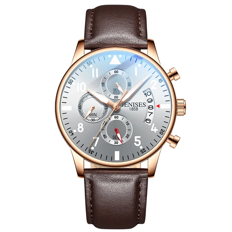 Новинка года для мужчин's бизнес часы три средства ухода для век спортивный хронограф часы с кварцевым механизмом световой календари дисплей Relogio Masculino