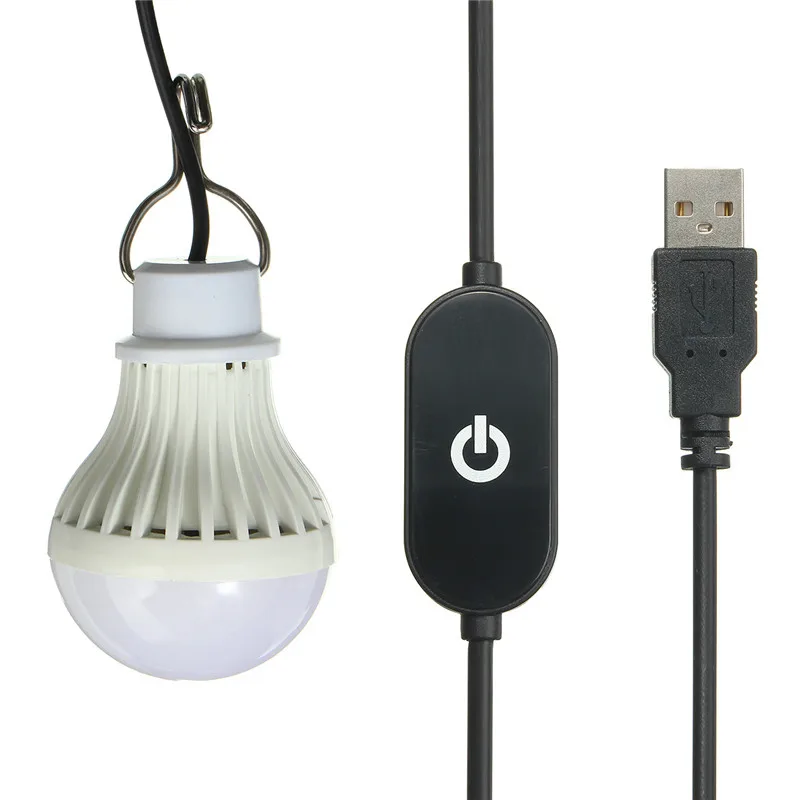 

USB LED Light Bulb 5W 10 5730SMD Energy Saving Lamp Home Camping Hiking Night Light for Touch Switch Pure Warm White Lighting