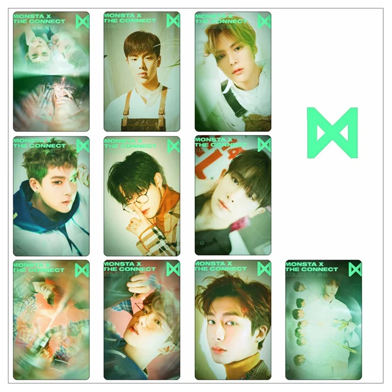 

10pcs/set Version For Student Card Bus PVC K-POP Fashion Stars MONSTA X Album Photo Crystal Card Stickers