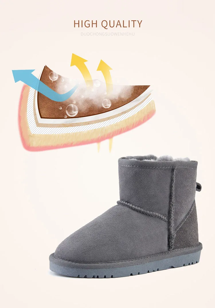 Повседневные Классические детские зимние сапоги из натуральной кожи с эффектом потертости; теплая зимняя обувь для мальчиков и девочек