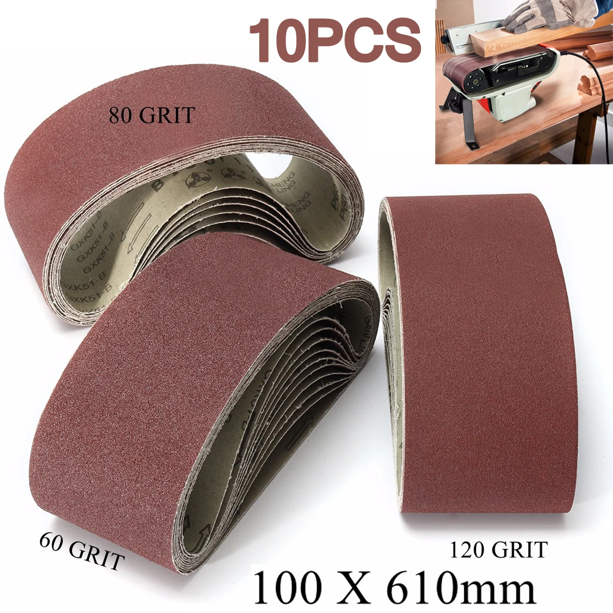 Шлифовальная машина для лент 10 шт. 60 80 120 зерен полировки и Dremel 100x610mm|Абразивные
