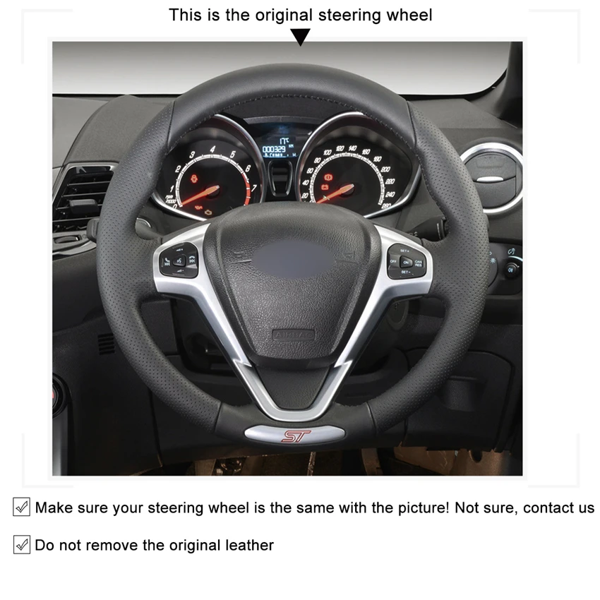 Чехол рулевого колеса автомобиля MEWANT из натуральной кожи для Ford Fiesta ST 2012 2013 2014 2015