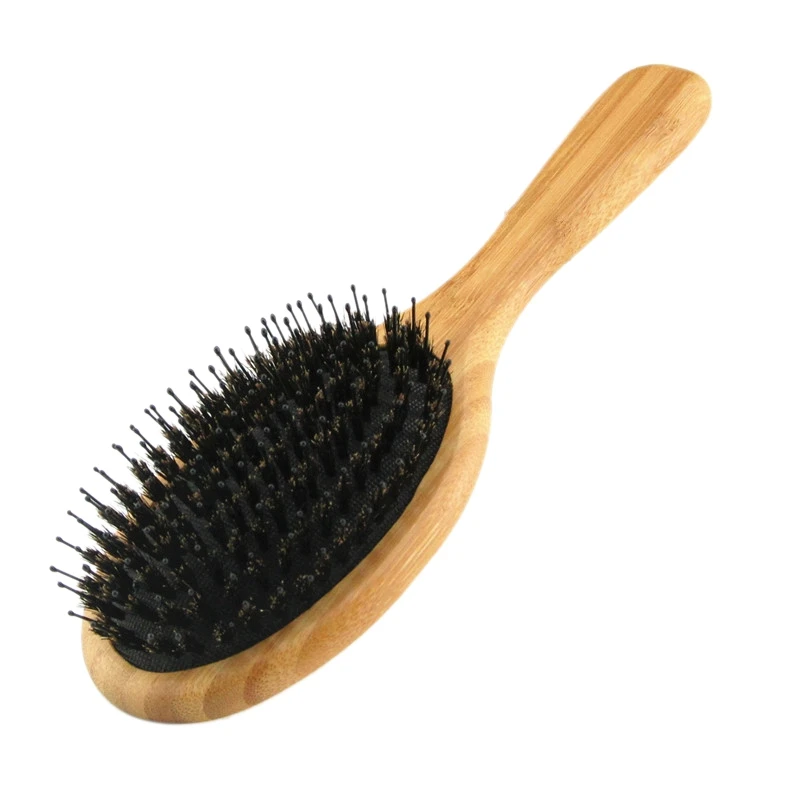 Щетка для волос щетка для волос из шерсти кабана с нейлоновыми шпильками бамбуковая щетка для распутывания для придания блеска кисти для ежедневного использования