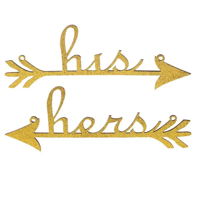 His and Hers Arrow Chair Signs for Wedding Decoration Home Decor Bride Groom Sign Restroom Decor(Gold) |
