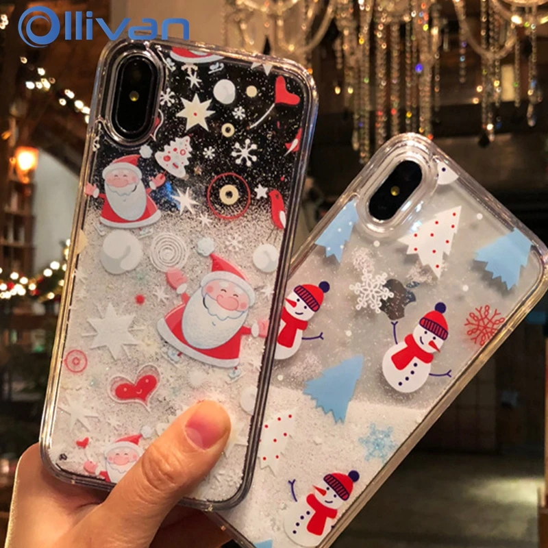 Роскошные Плывун Рождество чехол для iPhone 7 8 плюс Чехол с блестками X Xs Max Xr 6 6s plus |