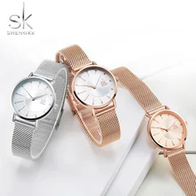 Shengke Новые Креативные женские часы Роскошные Rosegold кварцевые женские часы Relogio Feminino с сетчатым РЕМЕШКОМ НАРУЧНЫЕ часы Reloj Mujer