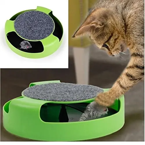 

Pet Cat Kitten Catch The Mouse Plush Motion Chase Toy Claw Care Moving Play Scratching Pad Mat