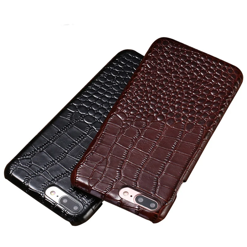 

Luxury Genuine Leather Phone Case For iPhone SE 5 5S 6 6S 7 8 Plus X Crocodile Texture 100% Original cowhide PC hard back cover