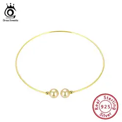 ORSA JEWELS высококачественные жемчужные браслеты в виде ракушки 18 см браслет из стерлингового серебра 925 пробы женский позолоченный ювелирный