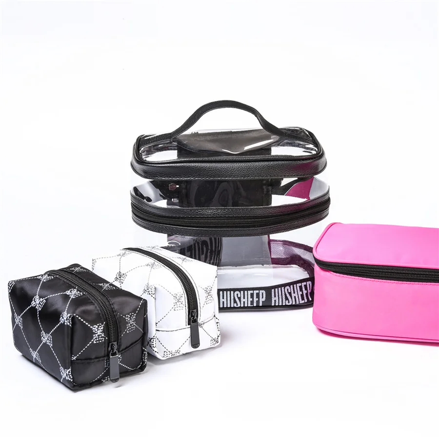 

Travel Pvc Cosmetic Bags Cases 3d Black Makeup Case Cosmetic Bag Organizer Bags Box 4pcs Makeup Case Women Zipper Make Up Bath