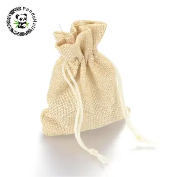 

250pcs Original color Burlap Gift Packing Pouches Drawstring Bags for Jewelry Packing,about 14x10cm
