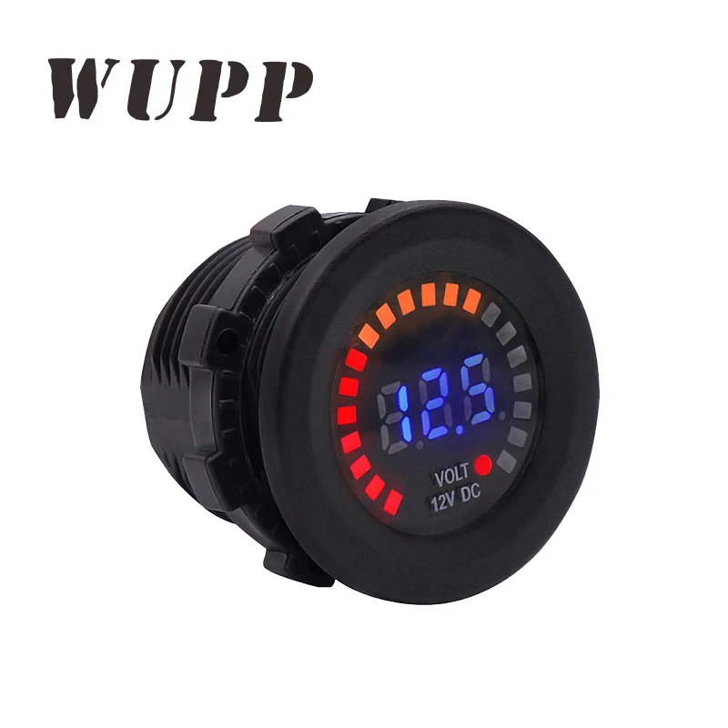 WUPP Best Professional 12V Voltmeter Car Motorcycle Led Digital Display Black Pc Shell Voltmeter With Flashing