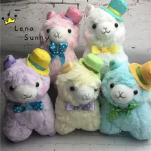 10 шт./лот смешанные цвета 17 см Япония Alpacasso Бант Детская плюшевая игрушка Альпака с шляпой рождественские подарки игрушка 5 цветов