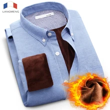 Lang, Мужская теплая бархатная зимняя рубашка g, новинка, 5XL, Мужская Флисовая Повседневная рубашка с длинным рукавом, одноцветная рубашка Camisa Masculina