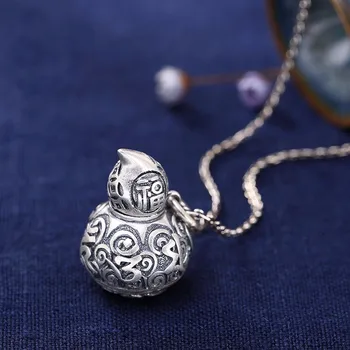 

Pure Sterling Silver Fashion Gourd Pendant Can Open