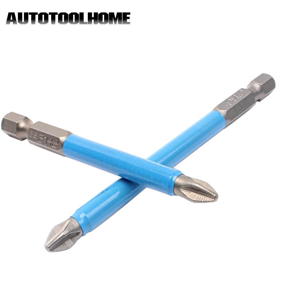 AUTOTOOLHOME 1/" Hex 7 шт. PH2 противоскользящая электрическая отвертка Набор бит односторонние наконечники 25 мм 50 мм 65 мм 70 мм 90 мм 127 мм 150 мм