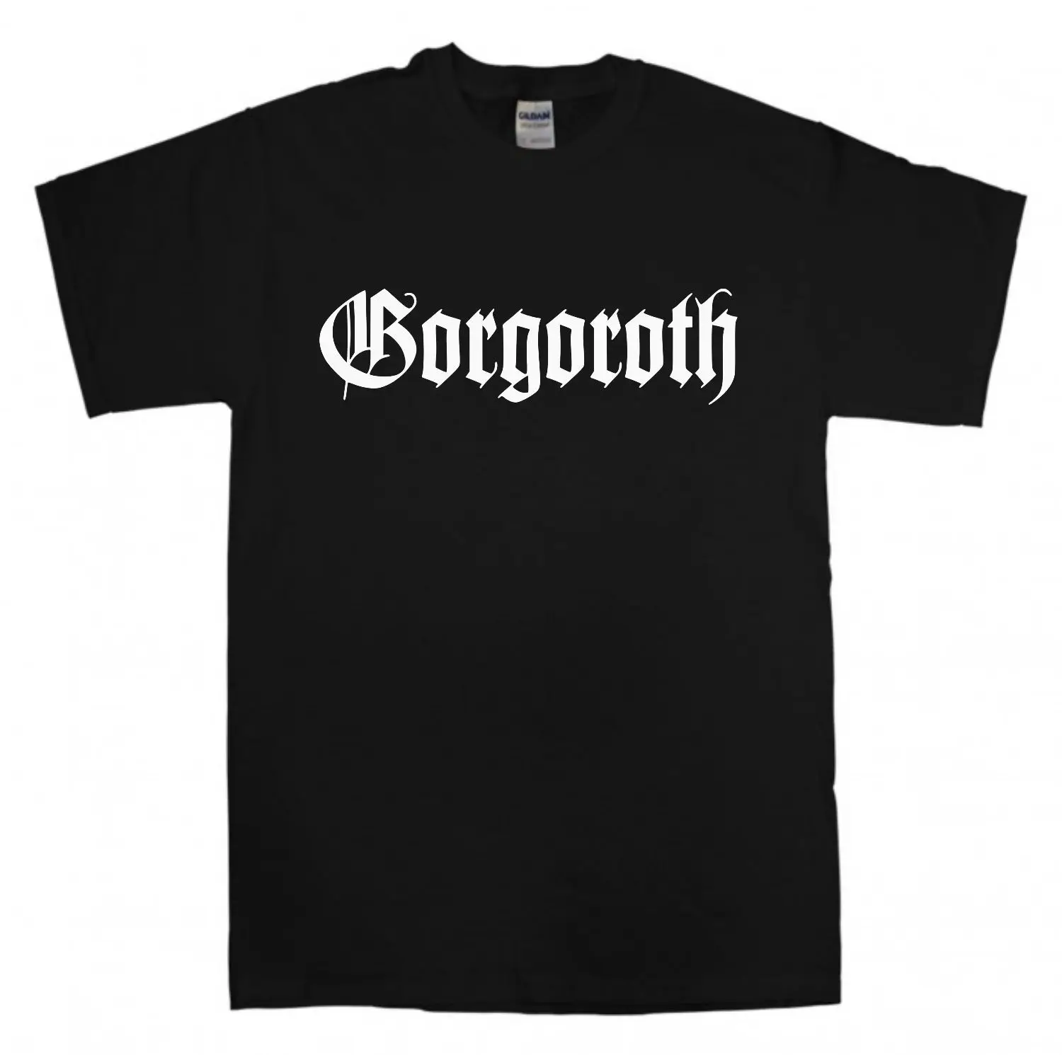 GORGOROTH/Новинка черная футболка с логотипом S XXL полоской металлическим затемненным