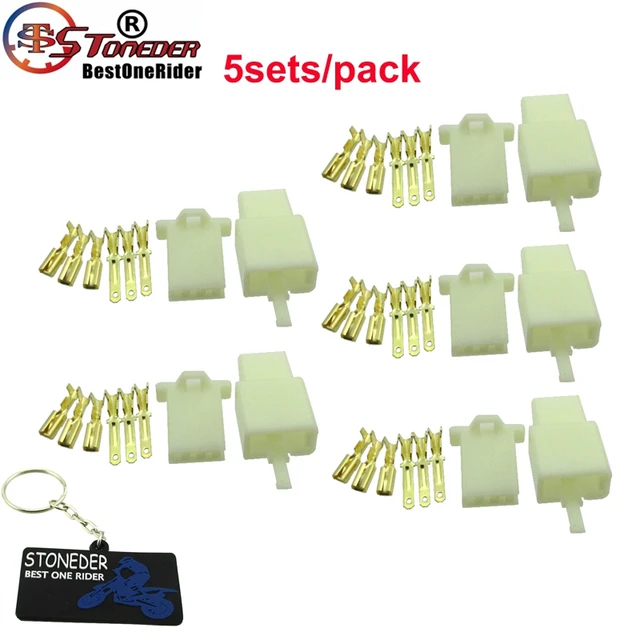 STONEDER 5x 3 Pins Electrical Wire Connector Terminal Harness Plug Socket For Go Kart ATV Scooter Moped Pit Pocket Mini Bike