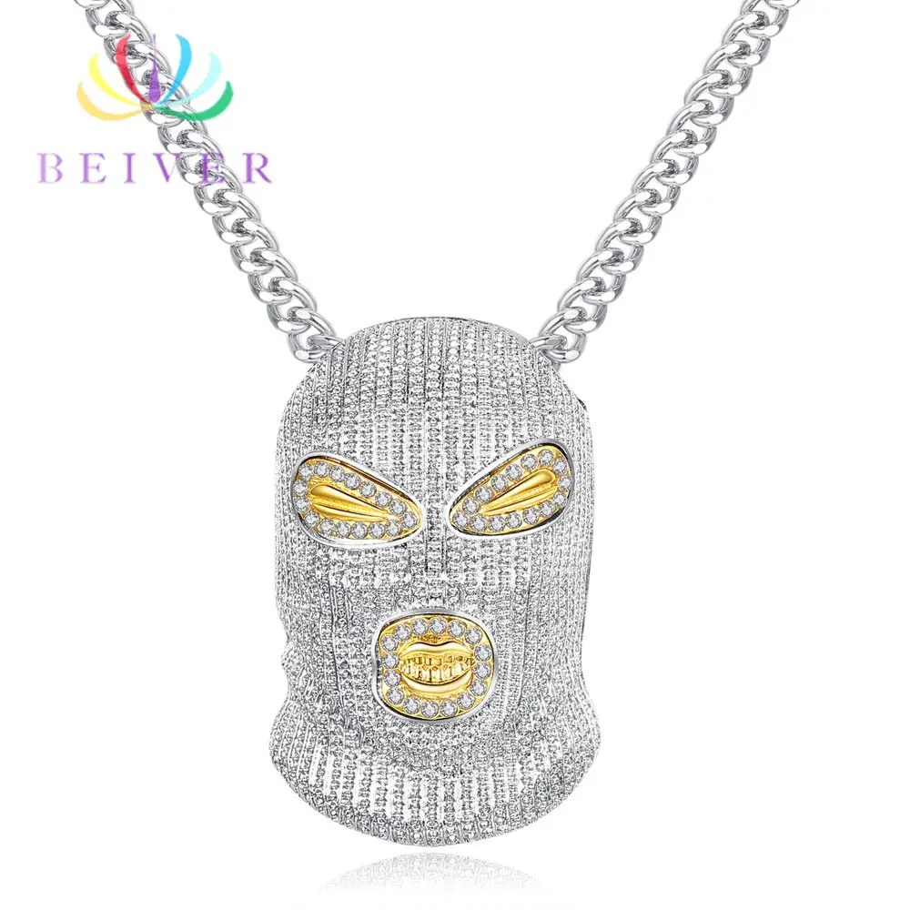 Модный хип-хоп антитеррористический капюшон кулон ожерелье для мужчин золото/белое золото цвет вечерние ювелирные изделия
