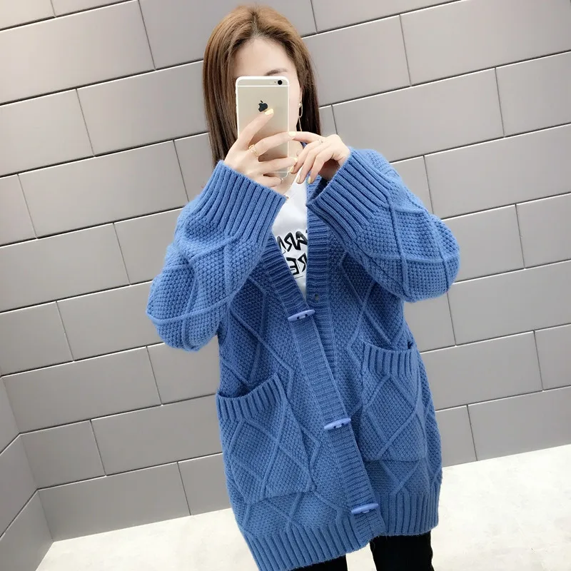 ^*Best Offers New Autumn Winter Women Medium Long Knitted Cardigan Jackets Female Coat Plus Size Lady Long-sleeved Casual Sweater Coats K993