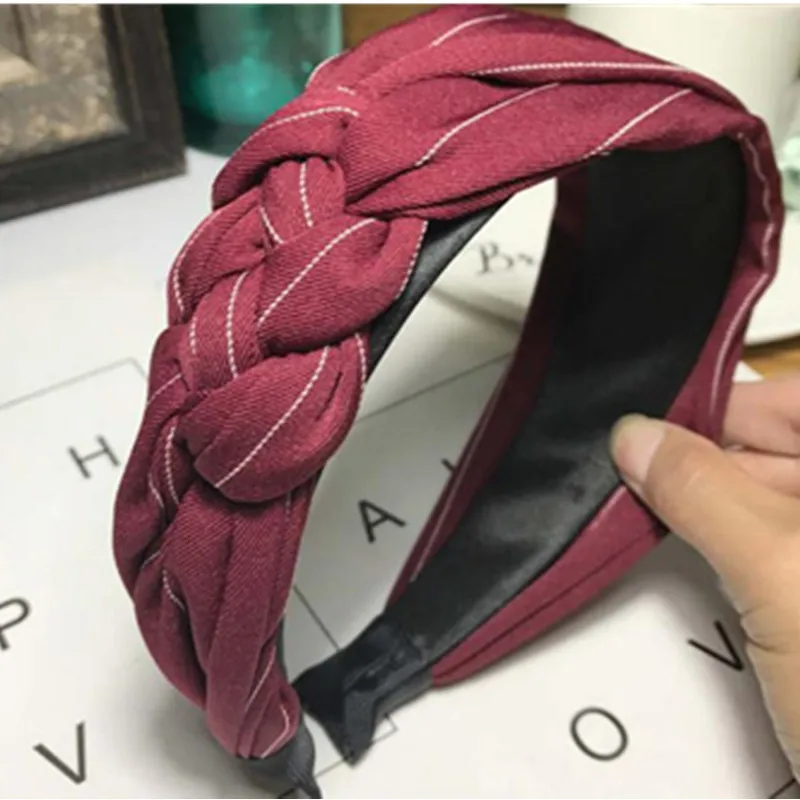 

Wide Cotton Hairband Lovely Braid Shape Fabric Headband for Women Hair Accessories Winter Headband Hairband Solid Color Hairband