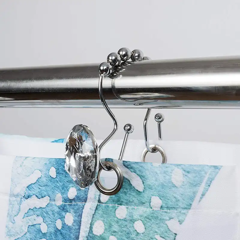 12 Pcs Stainless Steel Decorative Shower Curtain Hooks Acrylic Decorative Shower Curtain Hooks