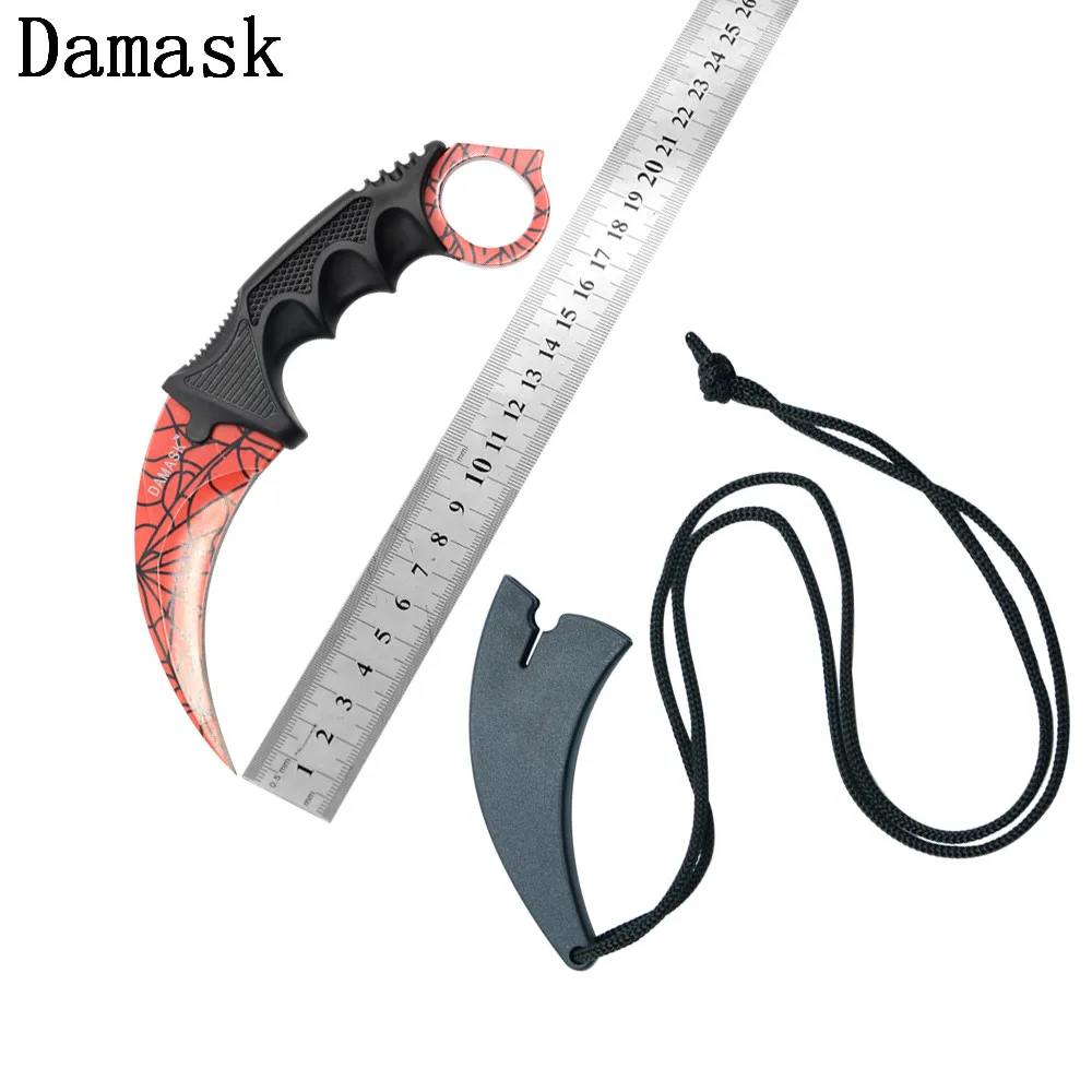 

New Arrial DAMASK CSGO Karambit Outdoor Knives Survival Knives Fighting Knife Camping Knife Survival Camping Tools Red Pattern