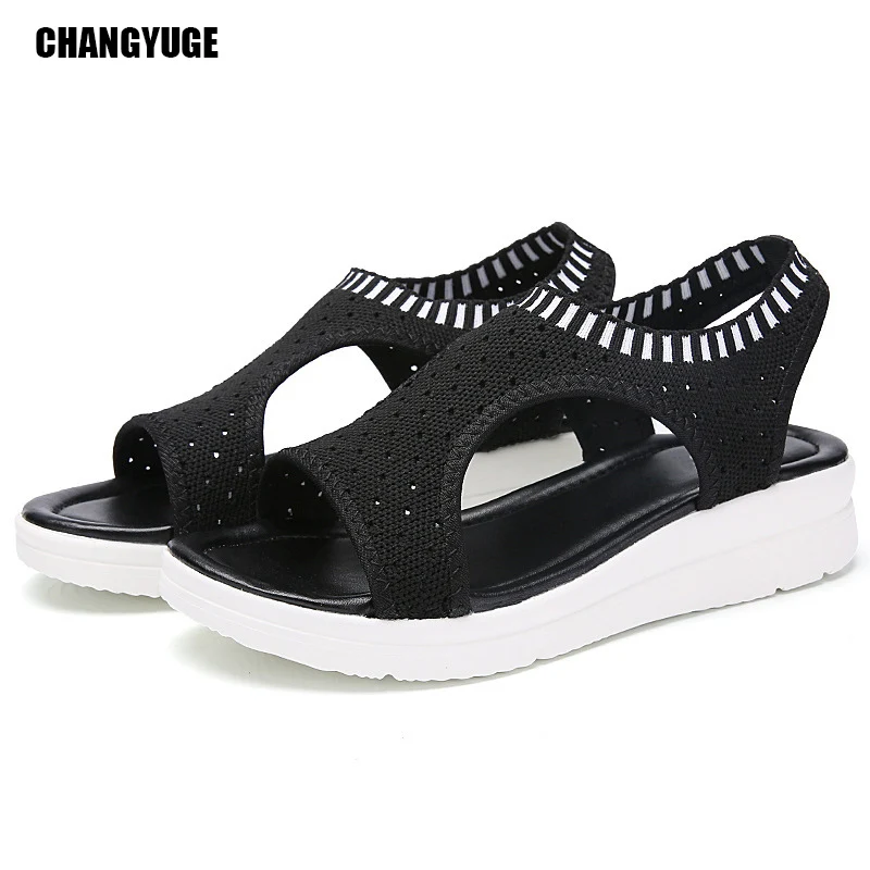 

2019 Breathable Comfort Shopping Fashion Women Sandals For Ladies Walking Shoes Summer Platform Black Sandal Shoes