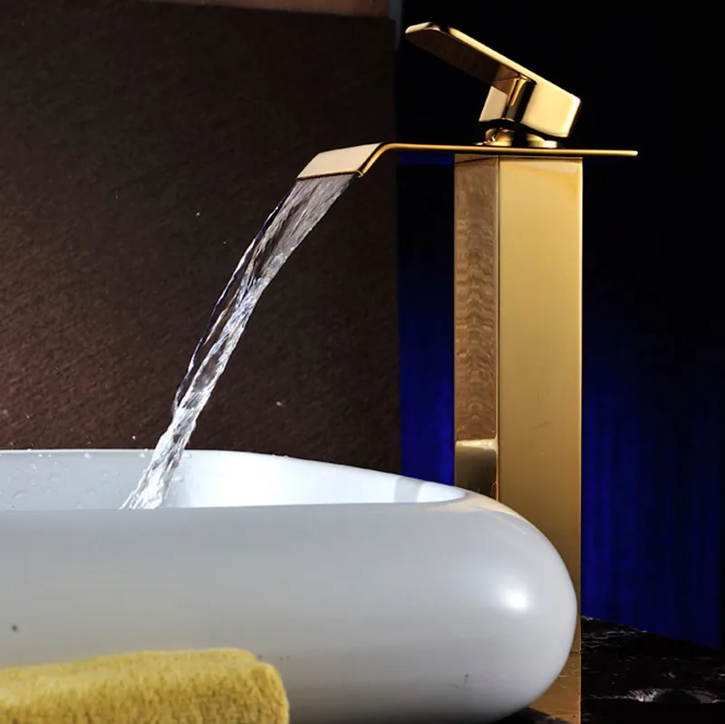 

Bathroom faucets golden basin mixer tap waterfall sink tap water faucet SD-S-H-007A