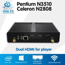 2 * HDMI Intel Celeron N2808 Мини-ПК Pentium N3510 4 ядра Окна 10 Ubuntu мини-компьютер HTPC без вентилятора 300 м Wi-Fi TV Box игрока