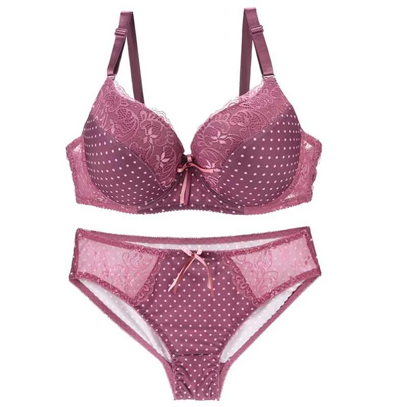Big Boobs Sexy Bra Underwear Women Set Lingerie Large Cup Lace Cotton Padded Gather Push Up Bra