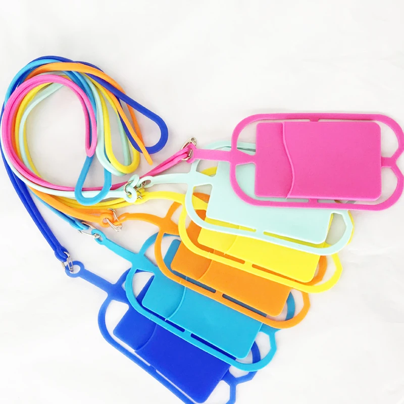 

13 Colors Multifunctional Card Storage Holder Pouch Silicone Mobile Phone Lanyard Card Holder Work Student Card Chest Tag 8D0013