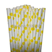 100 шт смешанные цвета Дешевые вечерние украшения желтый горошек печати бумажные соломинки, 3 дня доставки на заказы более$100
