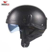 Мотоциклетный шлем rcycle, винтажный шлем из искусственной кожи с открытым лицом, полушлемы с Закрытая маска, шлем для мотокросса