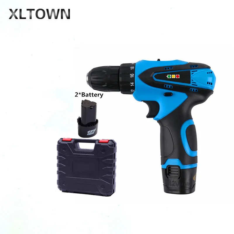 

Xltown 12v high quality rechargeable electric screwdriver with two lithium batteries Household cordless electric screwdriver