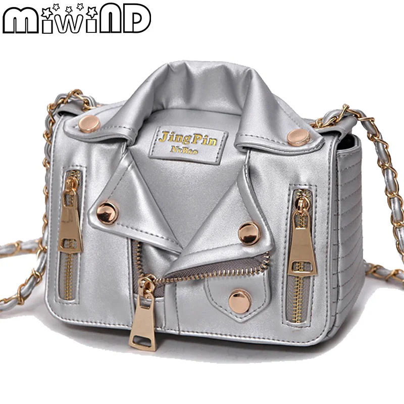 

2019 Summer New Women Messenger Bags Italy Brand Designer Chain Motorcycle Leather Crossbody Bag Clothing Shape bolsa feminina