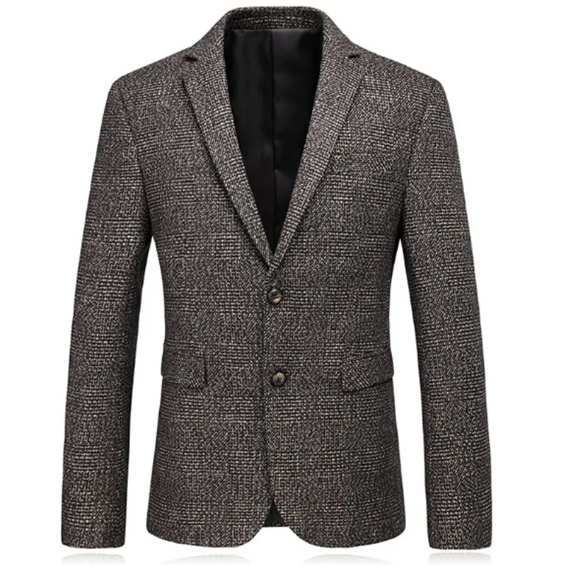 2017 Autumn Slim Fit Mens Wool Blazer High Quality Elbow Patch Blazer