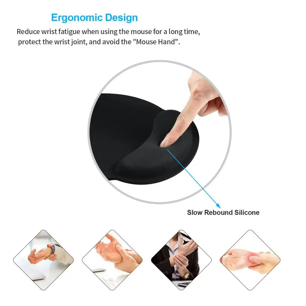 PC portable épaissir confortable SBR tapis de souris ergonomique  repose-poignet Support de poignet tapis de souris