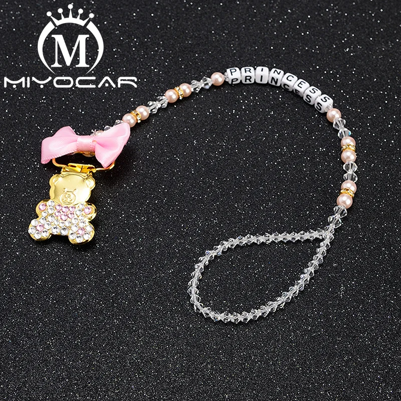 MIYOCAR любое имя bling crown пустышка Клип грызунок по индивидуальному заказу держатель пустышка зажим с bling пустышка набор уникальный подарок SP011
